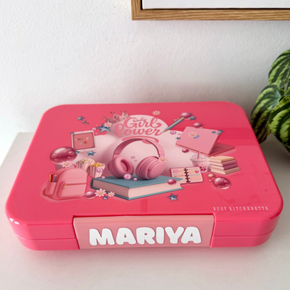 Girls Personalised leak Bento Lunch Box 
