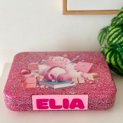 Girl-Power Personalised Kids Lunch box – Leakproof BPA-Free School Bento Box