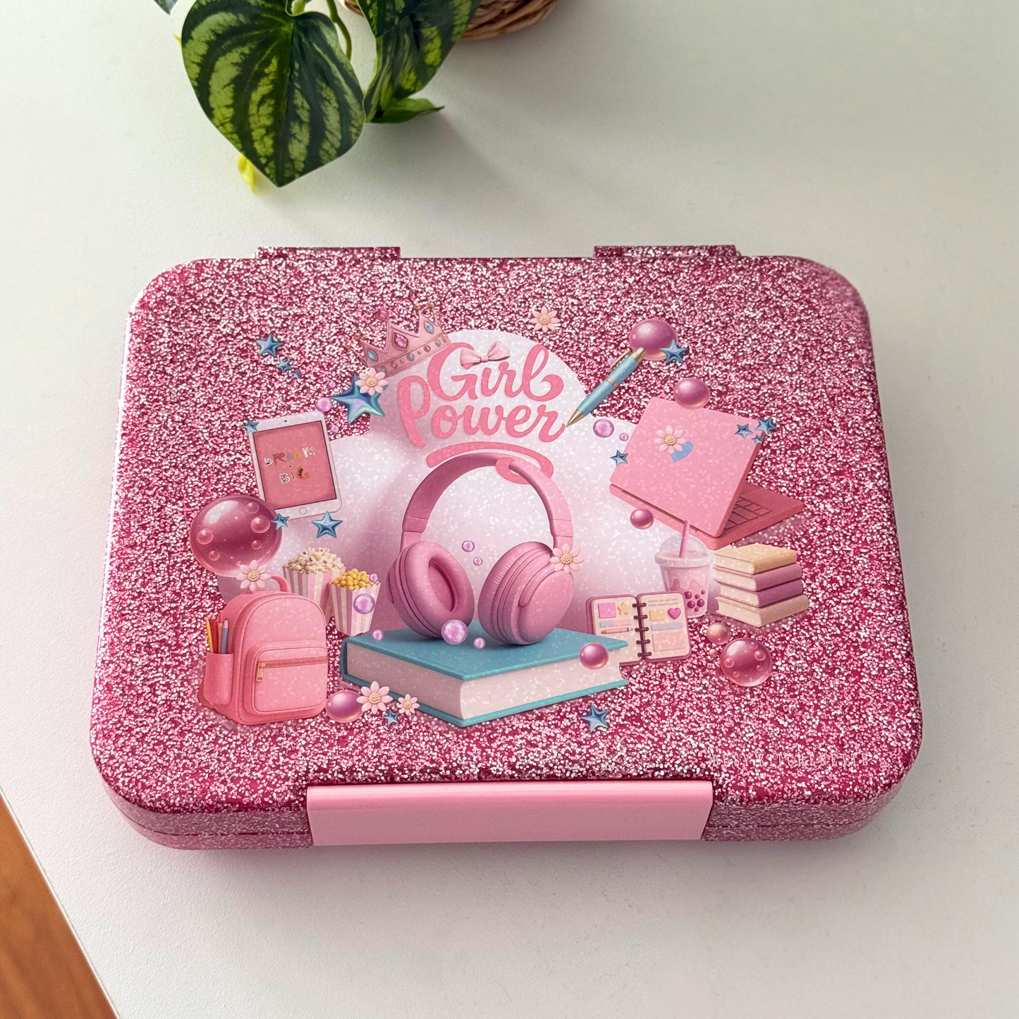 Girl-Power Personalised Kids Lunch box – Leakproof BPA-Free School Bento Box